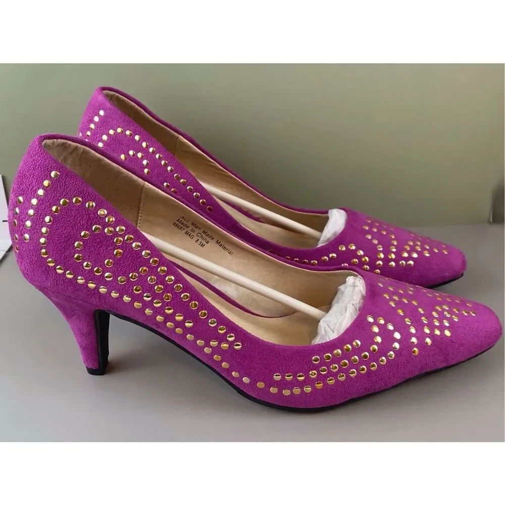 New Boston Proper fuchsia stuuded high heels Size 8.5 - Picture 3 of 7